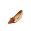Zapatos planos elegantes de color combinado de punta para primavera 2023 para mujer, zapatos de tacón bajo de aguja con camelia, corte bajo, piel de vaca, tacón de gatito