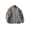 Roupa Vintage 25 Outono/Inverno Novo Japonês Retrô Cor Sólida Estilo Preguiçoso Grosso Gola Alta Cardigã Suéter com Zíper Duplo