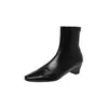 Beleza estilo coreano~Botas finas de salto gatinho 2026 outono e inverno salto médio grosso bico quadrado robusto elásticas versáteis botas curtas femininas