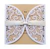 Nueva tarjeta de felicitación de papel Kraft, tarjeta de invitación hueca con láser, invitación blanco hielo, invitación de encaje, tarjeta de boda al por mayor