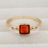 Anel de âmbar regenerado quadrado simples e elegante estilo japonês feminino banhado a ouro anel de corte vintage anel de luxo ajustável