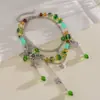 Collar con Borla de Mariposa con Goteo de Aceite Tachonado de Diamantes y Perlas de Vidrio de Estilo Europeo y Americano, Cadena de Clavícula Fresca de Lujo Ligero, Accesorio de Moda para Mujer