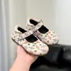 Zapatos Coreanos para Niños Primavera y Otoño Nuevo Estilo Zapatos Planos para Niños con Puntos Florales, Suela Suave Antideslizante, Velcro Zapatos de Princesa para Niñas