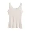 Camisole de Seda Nova Estilo Primavera e Verão de Luxo Leve para Mulheres, Cor Sólida Gola Redonda, Camada Base de Seda Pura com Acabamento em Renda