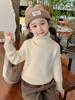 Suéter Feminino 2025 Macio e Aconchegante Outono/Inverno Infantil Gola Alta Peça Única Lã Fleece Roupa Bebê Menina Inverno Tricô Grosso Suéter Tendência