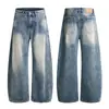 Roupas Masculinas Fengshe / Jeans Retrô Americano com Corte de Foice para Homens e Mulheres, Calças Casuais Largas e Soltas Cleanfit