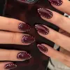 Las uñas postizas de arte de uñas transfronterizas más vendidas de Lefan con círculos, puntos y lunares para otoño e invierno, uñas a presión con forma de almendra al por mayor