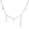 Desgarrador de Meteoros ~ Cadena para Clavícula de Plata de Ley 925 Chapada en Oro de 18 Quilates con Circonita Ins Simple Apilada Ligera Lujo Exquisito Sensación Fresca