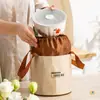 Tazón de Conservación Doméstico de Color Bajo Esmalte Fresco y Sencillo, Lonchera para Trabajadores de Oficina, Tazón de Cerámica para Sopas con Tapa, Tazón de Cerámica para Comidas