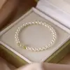 Pulsera Mariposa Campo Verde, Nueve Piezas de Pulseras de Vidrio, Pequeña Fresca Elegante, Pulsera de Lazo con Perlas Blancas para Mejores Amigas