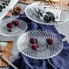 Plato de frutas grande y pequeño plato de vidrio transparente juego de platos para mesa de café del hogar plato de ensalada plato de semillas de melón una generación de pelo