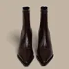 Botines de tacón alto con punta 2026 Otoño/Invierno Nuevos Botines Nude Europeos y Americanos de Tacón Fino Botas Adelgazantes Botines Marrones Retro para Mujer
