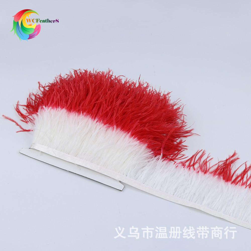 2 white and red ostrich trims