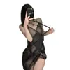 Lencería Sexy Yiduo Muxue Camisón Sexy Transparente y Brillante con Aberturas, Uniforme Atractivo y Tentador con Cordones 1327