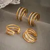 Pendientes de Clip para Oreja Completamente de Circonita Diamantada, Acero Inoxidable Procesado y Personalizado Chapado en Oro Real de 18 Quilates, Pendientes Versátiles Procesados y Personalizados