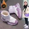 Botas de neve infantis, sapatos de neve impermeáveis para meninas, tamanho grande, forradas com fleece de inverno, novo estilo outono/inverno 2026, sapatos de algodão para meninas