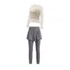 Conjunto de Yoga Duas Peças Feminino Elegante Modelador Sensação de Segunda Pele Secagem Rápida Profissional para Fitness Pilates Corrida Treino
