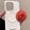 Capa de Celular Magnética Tridimensional de Tomate Adequada para iPhone 16 Pro Max Anti-Queda Capa Macia
