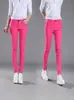 Pantalones de Lápiz de Cintura Media para Mujer Color Caramelo Sexy Elásticos Versátiles de Mezclilla Largos Pantalones Blancos Lisos para Mujer