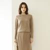 24 Otoño e Invierno Nuevo Cachemira Mujer Cuello Redondo Cuello Alto Color Sólido Pétalo Bordado Manga Larga Suelto Cálido Lana Camiseta Base para Mujer
