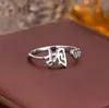 Anillo con Apellido de Plata de Ley 925 para Mujer, Nuevo Diseño de Nicho en Forma de Corazón, Anillo Abierto para Dedo Índice, Regalo Versátil