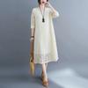 Sete Cores, Cinco Tamanhos, Transfronteiriço Outono 2026 Novo Estilo Coreano Roupas Femininas Plus Size, Vestido Longo com Renda Emagrecedor para Mulheres Plus Size
