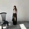 Camiseta Básica Lyocell Lã Gola Alta Manga Média para Mulheres, Blusa Slim Fit Manga Três Quartos de Mistura Lyocell-Acetato