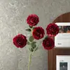 Flor de Loto Artificial de 5 Cabezas para Bodas, Fotografía de Hotel, Accesorios para Arreglos Florales, Flores Falsas para Salones de Banquetes y Decoraciones de Restaurantes, En Stock al por Mayor