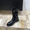 Botas Western Cowboy Cano Curto Desleixadas Botas Martin Sola Grossa Moda Slim Cano Médio para Mulheres Outono e Inverno 2025 Botas Individuais Moda