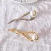 Pasador de Aleación de Gama Alta con Cruz de Perla Estilo Coreano Elegante Temperamento Clip para Coleta en la Parte Trasera de la Cabeza Pinza para Moño Pinza de Garra para el Cabello