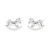 Pendientes de Plata de Ley S925 Hielo Triturado Carrusel para Mujer, Estilo Coreano, Frescos y de Lujo Ligero, Gama Alta, Deslumbrantes, Pendientes Exquisitos para el Año de Nacimiento