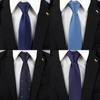 Gravata Vestido Masculino Negócios Azul Listrado Camisa Terno Mãos Preguiçoso Pessoas Sem Zíper Tendência Casamento
