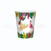 Nueva decoración de fiesta de cumpleaños temática de Hawái Plato de papel de flamenco Taza de papel Mantel Suministros de decoración de playa de verano