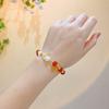 Pulsera Conejo de Jade Roja Feliz Imitación Jade Hetian Año de Nacimiento Pulsera Versátil Estilo Nacional Vintage Regalo para Novia Pulsera para Mujer