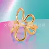 Anillo de Acero de Titanio Abierto Mariposa Moda Estilo Coreano Novedad Anillo Flor Irregular Creativo Moda Oro