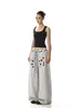 Calça casual cinza estampada estilo retrô americano para homens e mulheres, novo estilo de verão, solta e versátil, calça de moletom larga reta com cordão