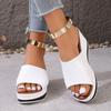 Exportación Transfronteriza Línea Única Punta Redonda 2025 Nuevo Verano Combinación de Colores Europea y Americana Talla Grande Moda para Mujer Chanclas de Cuña