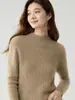 Novo Suéter 100% Caxemira Pura Feminino Gola Meia-Alta Tricô Trançado Outono Inverno Estilo Preguiçoso Malha Quente Camada Base
