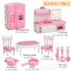 Casa de Boneca Popular Transfronteiriça Mini Móveis Cena Miniatura Brinquedo de Simulação para Brincar de Faz de Conta Decoração Rosa Ozon