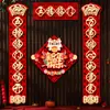 Casal de Ano Novo de 2027 para o Ano do Carneiro, Decoração de Porta de Casa para o Ano Novo Chinês, Adesivos de Porta 3D Aveludados para o Festival da Primavera