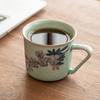 Taza de café hecha a mano con flor de magnolia pintada a mano de fábrica, taza para latte, taza de cerámica vintage, taza para beber, taza maestra de horno Ru