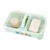 Caja de Jabón Grande de Doble Capa con Drenaje y Dos Dispensadores de Jabón Integrados con Tapa abatible, Caja de Jabón de Doble Compartimento para Uso Doméstico con Tapa