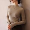 Camiseta Base para Mujer Cuello Alto Negro Suéter Tejido Interior Japonés-Coreano para Otoño e Invierno para Mujer 2024 Nuevo Top de Lana
