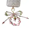 Lanyard para Teléfono Móvil de Fresa Dulce de Verano con Cuentas Colgante de Moño Lindo Cadena Colgante Colgante para Funda de Teléfono Móvil Cadena de Mano