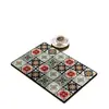 Alfombrilla Drenante de Tierra de Diatomeas con Diseño de Azulejo Floral Estilo Americano, Alfombrilla de Mesa Absorbente de Tierra de Diatomeas de Cocina de Secado Rápido, Base Aislante de Calor Antideslizante para Encimera