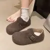 Colección de invierno 2026: Pantuflas de felpa estilo Birkenstock para mujer, versátiles, engrosadas y forradas de polar para mayor comodidad, diseño fácil de poner, zapatos cálidos de algodón y mocasines para mujer