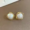 Pendientes de Perla Redondos Geométricos con Tachuelas de Diamante Color Plata, Lujo Ligero, Gama Alta, Exquisitos, Elegantes, Versátiles para Mujer