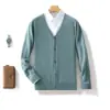 Cardigan Masculino Novo Estilo Primavera e Outono 2025 Jaqueta Gola V Suéter de Tricô Solto Cardigan de Lã de Alta Qualidade Moderno