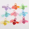Llavero de Oso de Caramelo Transparente con Corazón de Colores Colgante DIY para Mochila Escolar de Estudiante Cadena para Teléfono Móvil Accesorios de Colgante Joyería