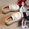 Zapatos de Cuero para Niñas Primavera y Otoño 2024 Suela Suave Zapatos de Princesa Planos con Lazo Mocasines Negros Zapatos de Cuero de Suela Suave para Niñas